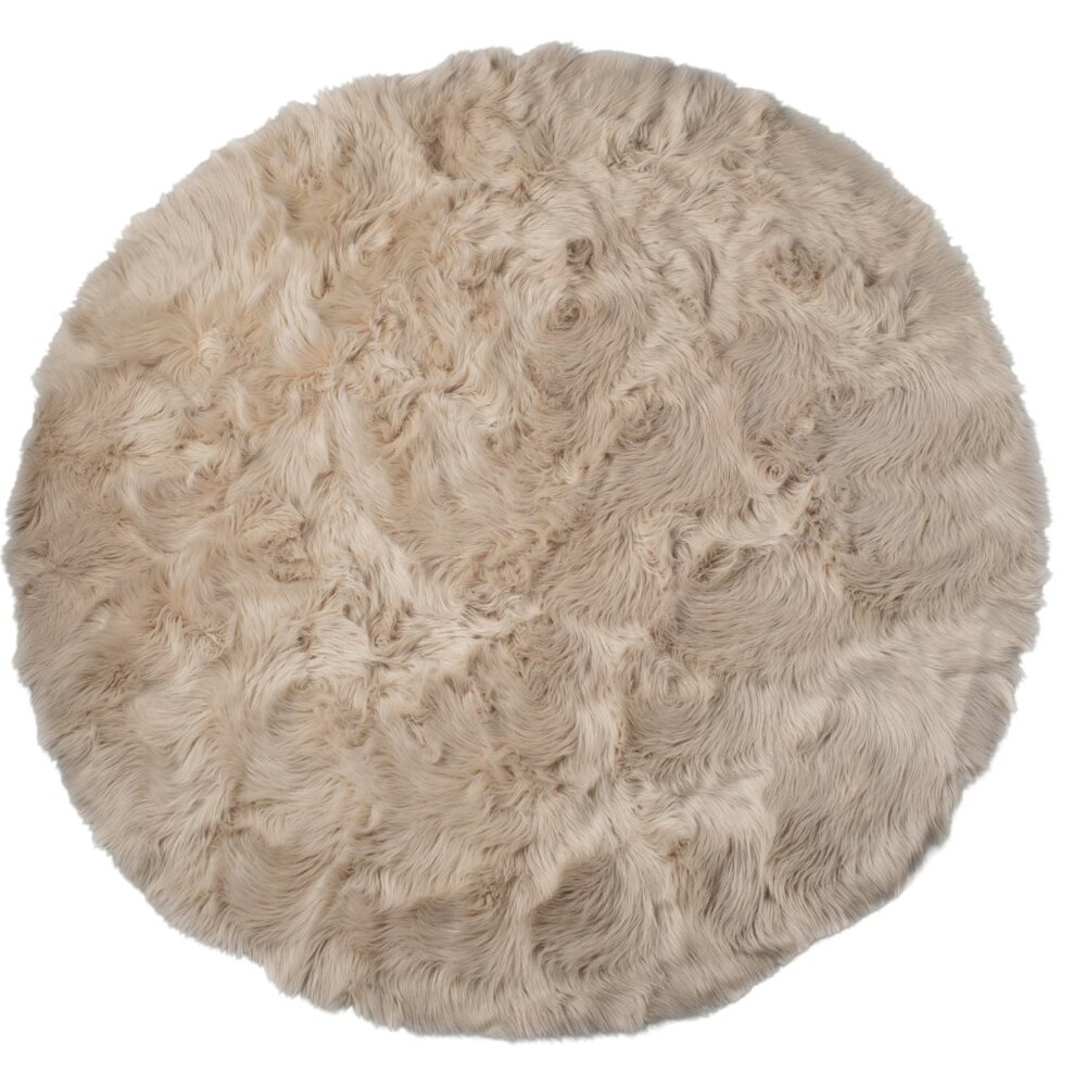 Luxe Home Decor Arlington Faux Sheepskin Circular Rug | 1-Piece | Taupe | 6'